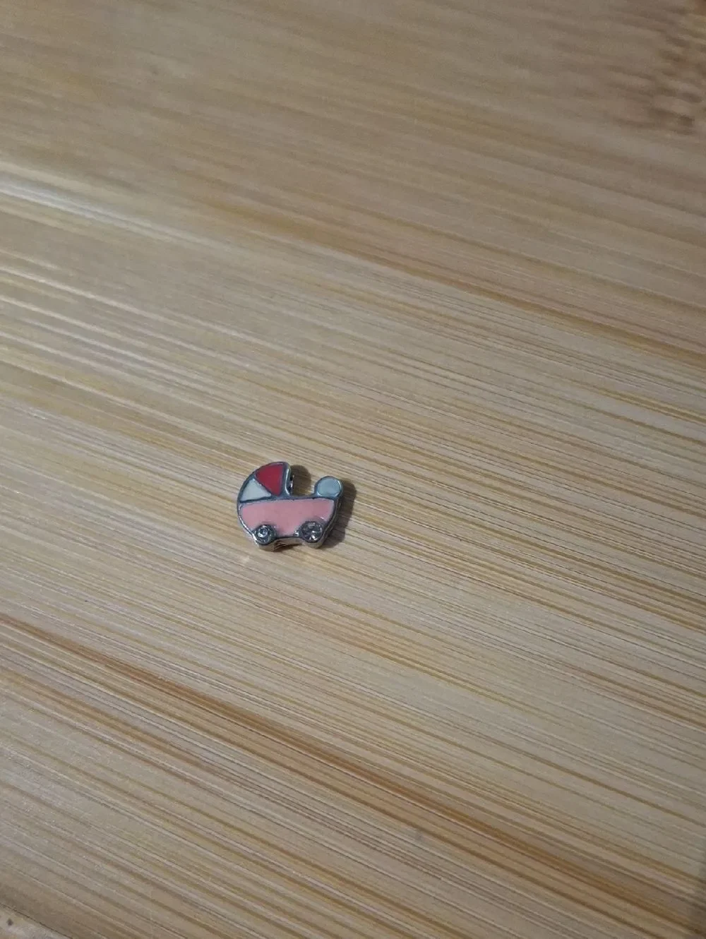 Pink Baby Carriage Enamel Charm For Floating Lockets